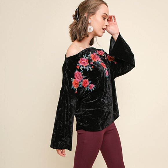 UMGEE VELVET LADIES OFF THE SHOULDER SHIRT - Picture 1 of 6